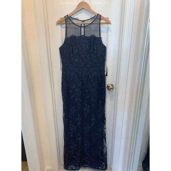 Adrianna Papell Embroidered Illusion Sheath Dress - Picture 4 of 8